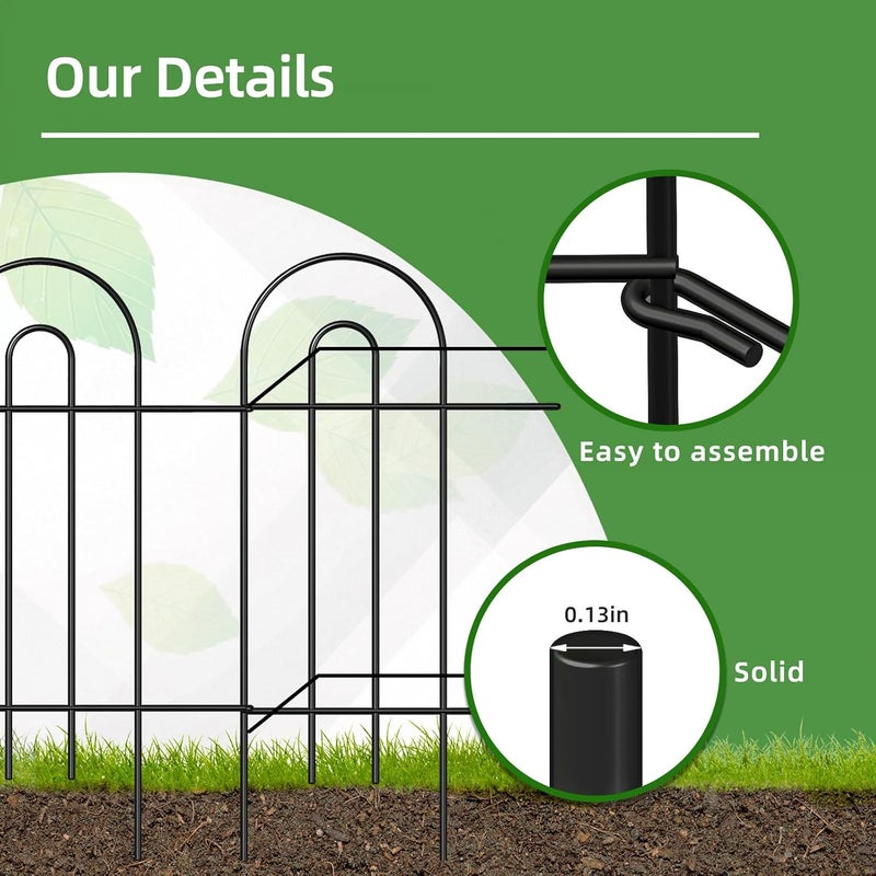 FOREHOGAR Garden Fence Border 32inX20ft Black Metal Wire Garden Fencing Panel Outdoor Folding Decorative Fences Flower Lawn Edging for Landscape Patio Yard - Image 4